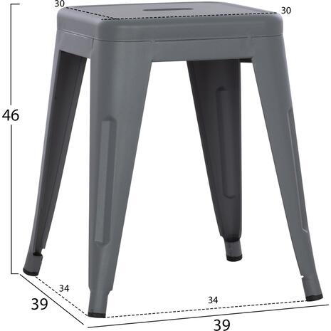 ΣΚΑΜΠΟ ΜΕΤΑΛΛΙΚΟ MELITA HM0096.50 ΣΕ ΓΚΡΙ ΜΑΤ ΧΡΩΜΑ 37x37x45Υεκ.