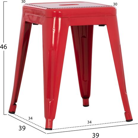 ΣΚΑΜΠΟ ΜΕΤΑΛΛΙΚΟ MELITA HM0096.44 ΣΕ ΚΟΚΚΙΝΟ ΧΡΩΜΑ 37x37x45Υεκ.