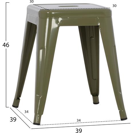 ΣΚΑΜΠΟ ΜΕΤΑΛΛΙΚΟ MELITA HM0096.43 ΣΕ DARK OLIVE ΧΡΩΜΑ 37x37x45Υεκ.