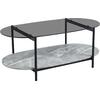 ΤΡΑΠΕΖΙ ΣΑΛΟΝΙΟΥ ΟΒΑΛ KITTY HM18040 ΓΥΑΛΙ ΦΙΜΕ TOP-GREY MARBLE ΜΕΛΑΜΙΝΗ 110x50x43Υεκ
