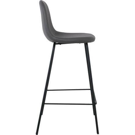CELINA Σκαμπό BAR με Πλάτη, Κάθισμα H.67cm, Μέταλλο Βαφή Μαύρο, Pvc Γκρι (σετ 4 τεμαχίων) (ΕΜ902,1P)