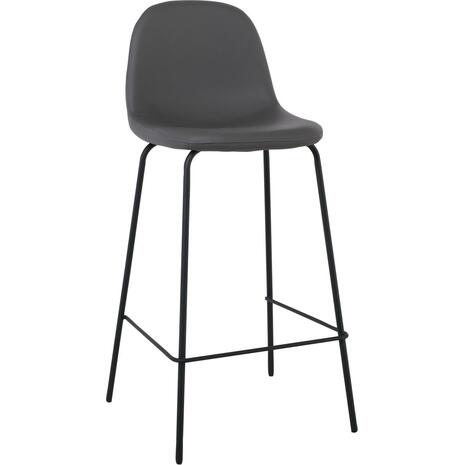CELINA Σκαμπό BAR με Πλάτη, Κάθισμα H.67cm, Μέταλλο Βαφή Μαύρο, Pvc Γκρι (σετ 4 τεμαχίων) (ΕΜ902,1P)
