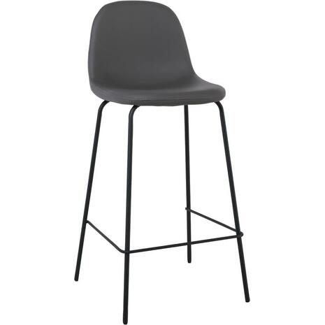 CELINA Σκαμπό BAR με Πλάτη, Κάθισμα H.67cm, Μέταλλο Βαφή Μαύρο, Pvc Γκρι (σετ 4 τεμαχίων) (ΕΜ902,1P)