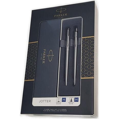 Σετ κασετίνα δώρου Parker Πένα & Στυλό Jotter Core Duo Stainless Steel CT (FP+BP)