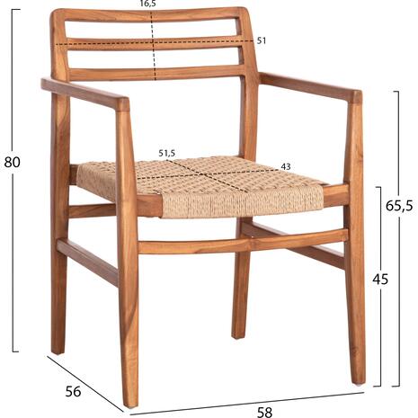 ΠΟΛΥΘΡΟΝΑ ΤΡΑΠΕΖΑΡΙΑΣ HERRIN HM18230 ΞΥΛΟ TEAK-ΣΧΟΙΝΙ VIRO 58x56x80Υεκ.