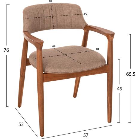 ΠΟΛΥΘΡΟΝΑ JAMES HM18259 TEAK WOOD ΜΕ ΣΑΜΠΑΝΙ ΥΦΑΣΜΑ 57x52x76Υεκ.