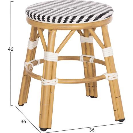ΣΚΑΜΠΟ ΑΛΟΥΜΙΝΙΟΥ CHINO HM6285.03 BAMBOO LOOK-TEXTILENE ΛΕΥΚΟ-ΜΑΥΡΟ Φ36x46Υεκ.