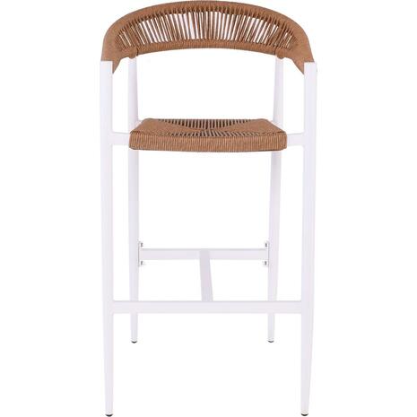 MADY Σκαμπό Bar, ALU Άσπρο, Rope Wicker Φυσικό (Ε6720,2)