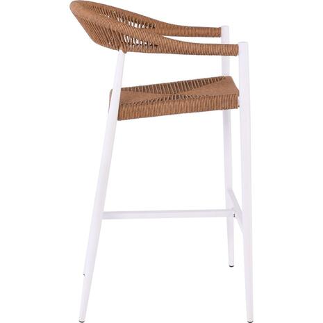MADY Σκαμπό Bar, ALU Άσπρο, Rope Wicker Φυσικό (Ε6720,2)