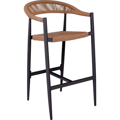 MADY Σκαμπό Bar, ALU Ανθρακί, Rope Wicker Φυσικό (Ε6720,1)