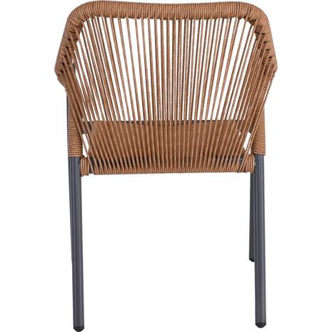 DINA Πολυθρόνα Βεράντας-Κήπου ALU Ανθρακί, Rope Wicker Φυσικό, Στοιβαζόμενη (Ε6775,1)