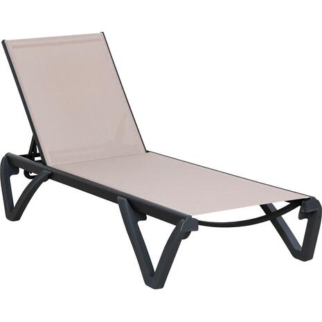 CAPRI K/D Ξαπλώστρα Αλουμίνιο Μαύρο, PP-UV Μαύρο - Textilene Cappuccino (σετ 2 τεμαχίων) (Ε3383,2)