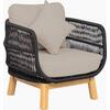 MARK Set Σαλόνι Κήπου 4 τεμαχίων Acacia Φυσικό, Rope Wicker Μαύρο, Μαξιλάρια Μπεζ (Ε2360,1)