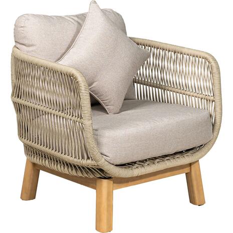 MARK Set Σαλόνι Κήπου 4τεμ, Acacia Φυσικό, Μαξιλάρια Μπεζ Rope Wicker Μπεζ (Ε2360,2)
