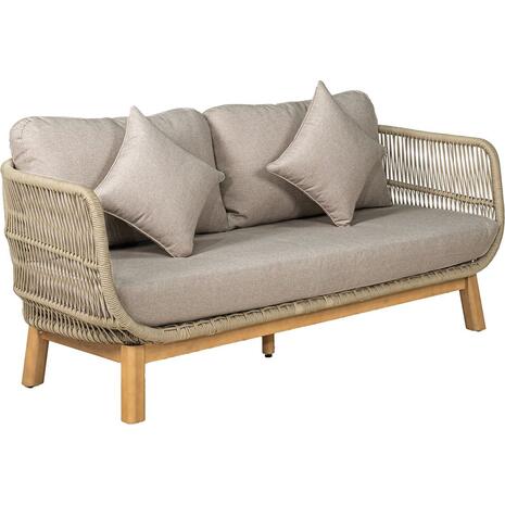 MARK Set Σαλόνι Κήπου 4τεμ, Acacia Φυσικό, Μαξιλάρια Μπεζ Rope Wicker Μπεζ (Ε2360,2)