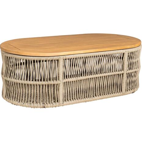 MARK Set Σαλόνι Κήπου 4τεμ, Acacia Φυσικό, Μαξιλάρια Μπεζ Rope Wicker Μπεζ (Ε2360,2)