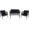 GASBA Set Σαλόνι Κήπου 4τεμ, Alu Ανθρακί, Rope Wicker Φυσικό, Μαξιλάρια Σκούρο Γκρι (Ε6874,1)