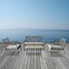 ROCCO Set Σαλόνι Κήπου 4τεμ, Μέταλλο Μπεζ, Rope Wicker Μπεζ, Μαξιλ.Μπεζ, Γυαλί Μπεζ (Ε6873,2)