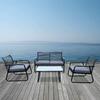 ROCCO Set Σαλόνι Κήπου 4τεμ, Μέταλλο Μαύρο,RopeWicker Γκρι, Μαξιλ.Σκούρο Γκρι, Γυαλί Μαύρο (Ε6873,1)