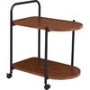 TROLLEY - Βοηθητικό Τραπεζάκι Μέταλλο Βαφή Μαύρο, MDF with PVC Απόχρωση Καρυδί (ΕΜ461)