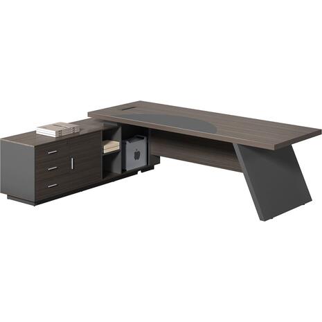 MASTER Γραφείο Αριστερή Γωνία, Απόχρωση Grey Walnut (ΕΟ925,L)