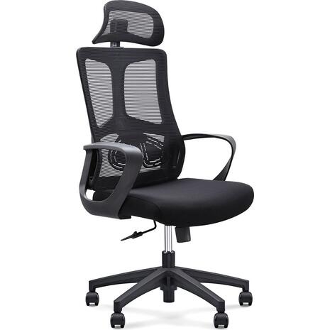 BF8600 Πολυθρόνα Γραφείου Διευθυντή, Mesh Μαύρο, Ύφασμα Μαύρο (ΕΟ619,1)