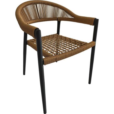 MADISON Πολυθρόνα Βεράντας- Κήπου, ALU Ανθρακί, Rope Wicker Φυσικό, Στοιβαζόμενη (Ε6724,1)
