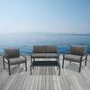 RIVIAN Set Σαλόνι Κήπου 4τεμ, Μέταλλο Βαφή Ανθρακί, Μαξιλάρια Γκρι (Ε6846)