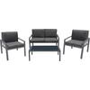 RIVIAN Set Σαλόνι Κήπου 4τεμ, Μέταλλο Βαφή Ανθρακί, Μαξιλάρια Γκρι (Ε6846)
