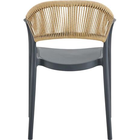 DONNA Πολυθρόνα Στοιβαζόμενη, PP-UV Ανθρακί, Rope Wicker Φυσικό (Ε3150,4)