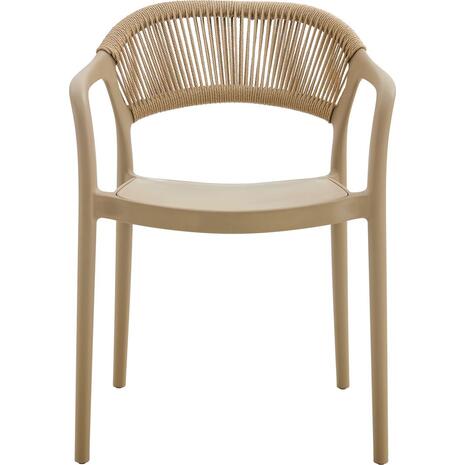 DONNA Πολυθρόνα Στοιβαζόμενη, PP-UV Tortora, Rope Wicker Φυσικό (Ε3150,3)