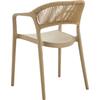 DONNA Πολυθρόνα Στοιβαζόμενη, PP-UV Tortora, Rope Wicker Φυσικό (Ε3150,3)