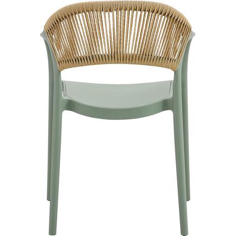 DONNA Πολυθρόνα Στοιβαζόμενη, PP-UV Πράσινο, Rope Wicker Φυσικό (Ε3150,2)