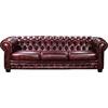 CHESTERFIELD Birmingham Καναπές 4Θέσιος Σαλονιού Καθιστικού, Δέρμα Antique Red (Ε9574,44)