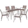SERRANO Set Κήπου: Τραπέζι + 6 Πολυθρόνες, Μέταλλο Βαφή Sand Beige, Polywood Καρυδί (Ε6893,S)