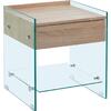 GLASSER Wood Κομοδίνο Διάφανο Γυαλί 10mm - με Συρτάρι Απόχρωση Δρυς (ΕΜ840,1)