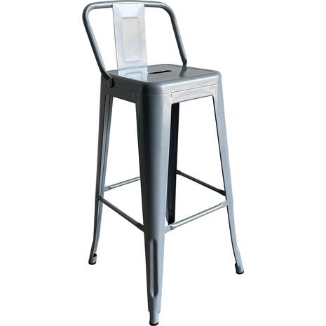 RELIX Σκαμπό Bar με Πλάτη, Μέταλλο Βαφή Γκρι (Ε5199,4W)
