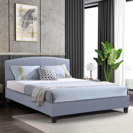ODEON Κρεβάτι Διπλό για Στρώμα 140x190cm, Ύφασμα Γκρι (Ε8806,11)