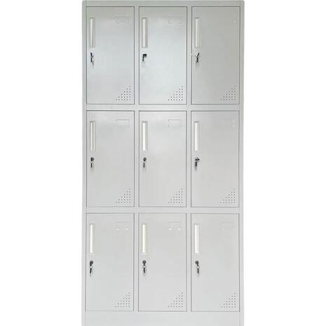 LOCKER 9 Θέσεων Φοριαμός - Ερμάριο με εσωτερικά ράφια, Μέταλλο Βαφή Γκρι (Ε6003,2)