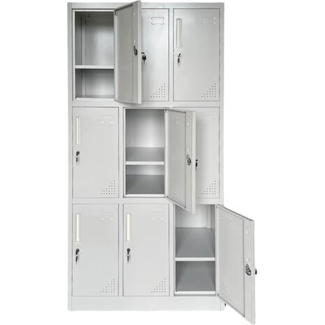 LOCKER 9 Θέσεων Φοριαμός - Ερμάριο με εσωτερικά ράφια, Μέταλλο Βαφή Γκρι (Ε6003,2)