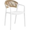 DONNA Πολυθρόνα Στοιβαζόμενη, PP-UV Άσπρο, Rope Wicker Φυσικό (Ε3150,1)