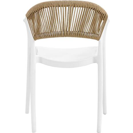 DONNA Πολυθρόνα Στοιβαζόμενη, PP-UV Άσπρο, Rope Wicker Φυσικό (Ε3150,1)