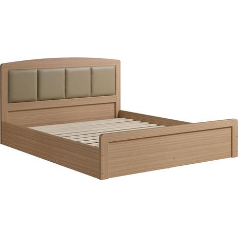 CALIBER Κρεβάτι Διπλό για Στρώμα 150x200cm, Απόχρωση Sonoma Oak, Κεφαλάρι Pu Μπεζ (Ε73861)