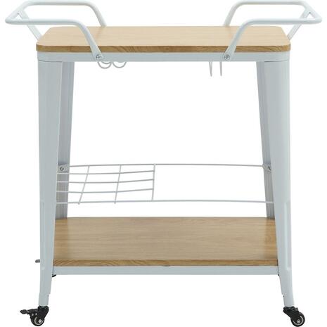 RELIX Trolley Bar-Pro Μέταλλο Βαφή Άσπρο, MDF Απόχρωση Φυσικό (Ε5211,2)