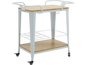 RELIX Trolley Bar-Pro Μέταλλο Βαφή Άσπρο, MDF Απόχρωση Φυσικό (Ε5211,2)