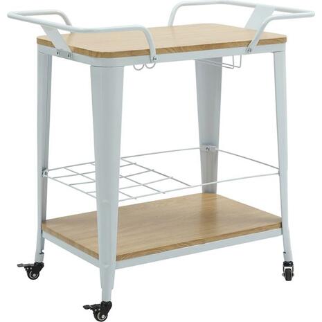 RELIX Trolley Bar-Pro Μέταλλο Βαφή Άσπρο, MDF Απόχρωση Φυσικό (Ε5211,2)