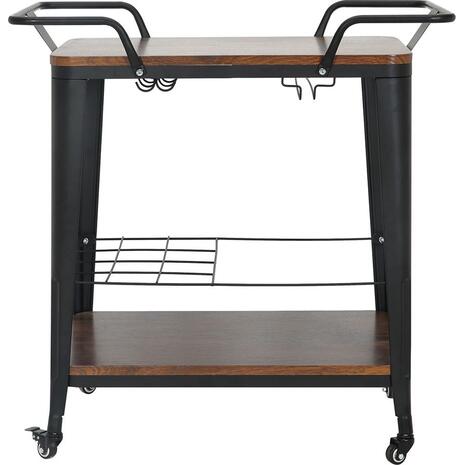 RELIX Trolley Bar-Pro Μέταλλο Βαφή Μαύρο, MDF Απόχρωση Καρυδί (Ε5211,1)