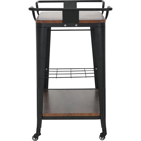 RELIX Trolley Bar-Pro Μέταλλο Βαφή Μαύρο, MDF Απόχρωση Καρυδί (Ε5211,1)
