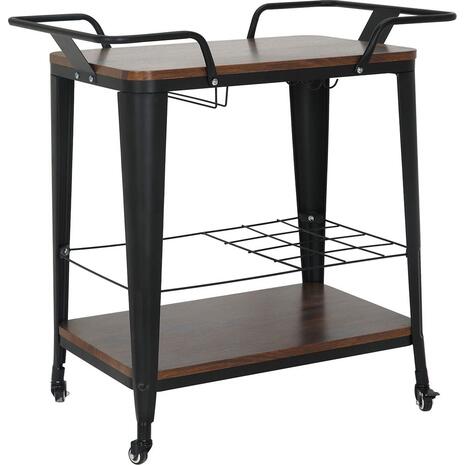RELIX Trolley Bar-Pro Μέταλλο Βαφή Μαύρο, MDF Απόχρωση Καρυδί (Ε5211,1)