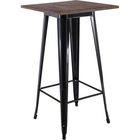 RELIX Wood Τραπέζι Bar-Pro, Μέταλλο Βαφή Μαύρο, Επιφάνεια Κ/Π Εμποτισμού Καρυδί (Ε5205,11Τ)